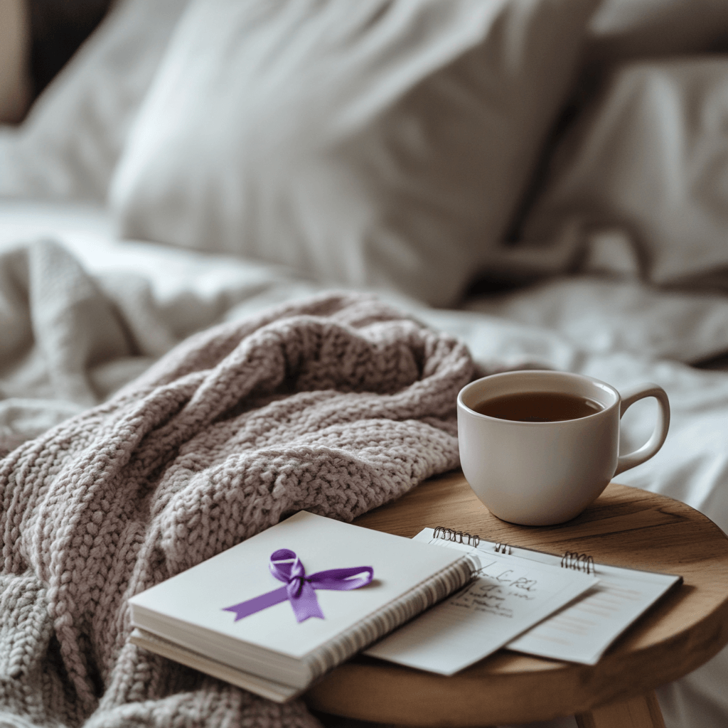 Realistic morning scene showing benefits of weighted blankets for sleep and anxiety in people with epilepsy